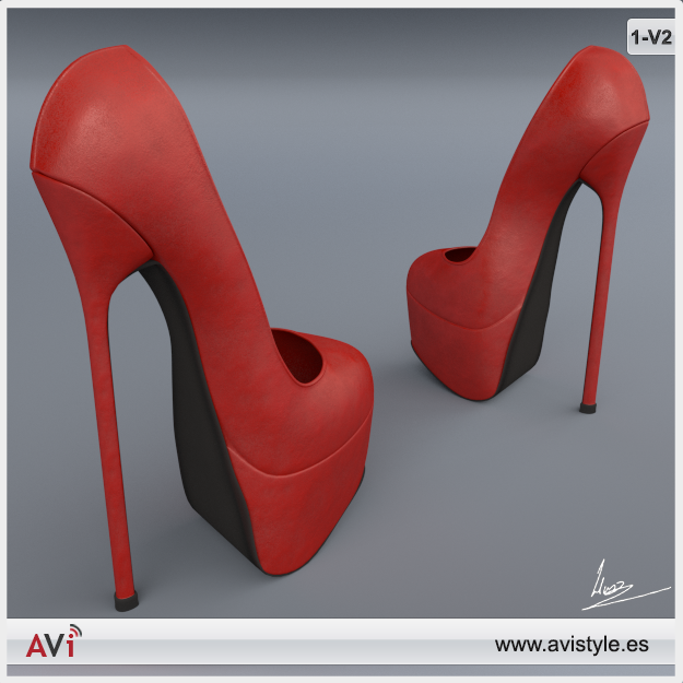 Shoe 4-1V2 Pumps Low-poly 3D model_1