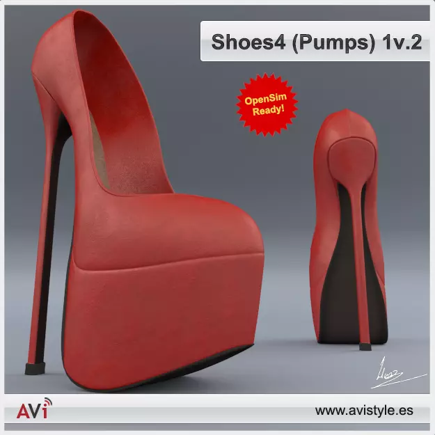 Shoe 4-1V2 Pumps Low-poly 3D model_0