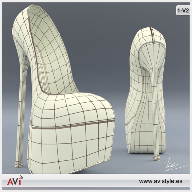 Shoe 4-1V2 Pumps Low-poly 3D model_3