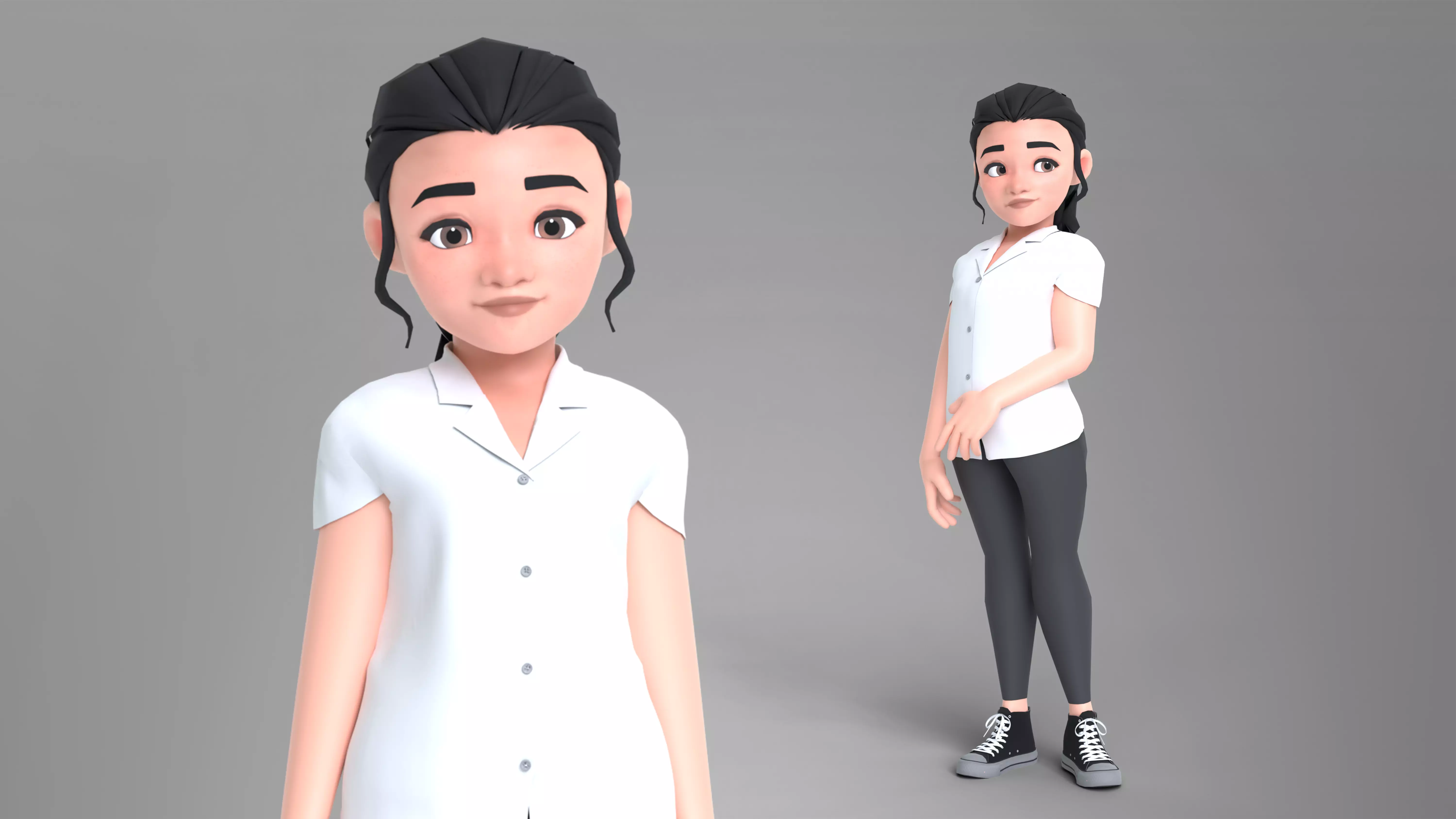 Sina Cartoon Woman Character Low-poly 3D model