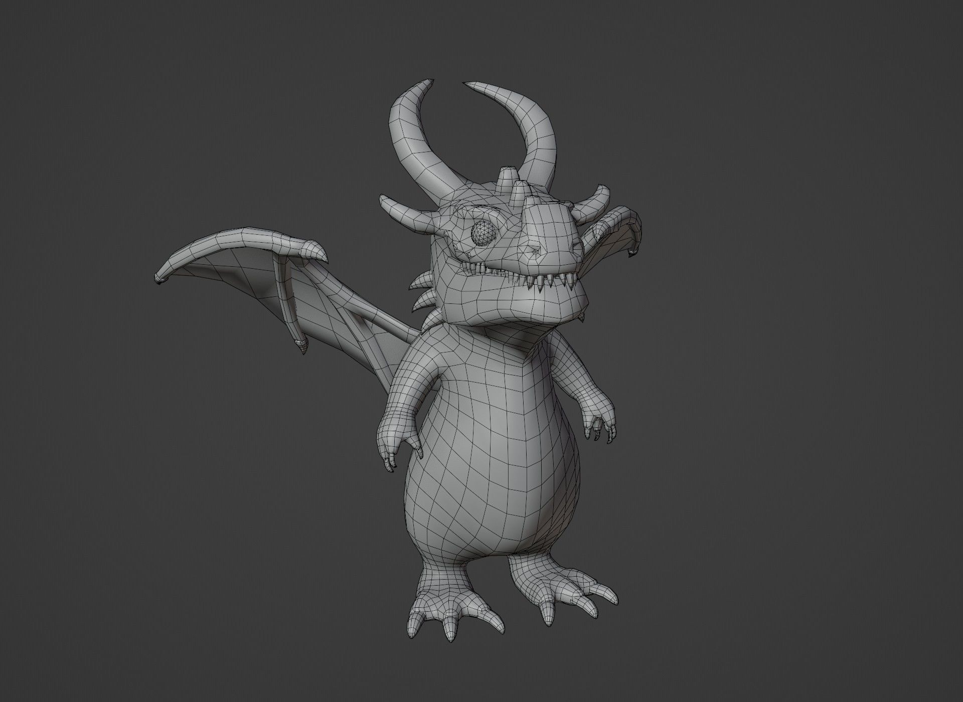 Cartoon Brass Dragon Rigged 3D Model Low-poly 3D model_20