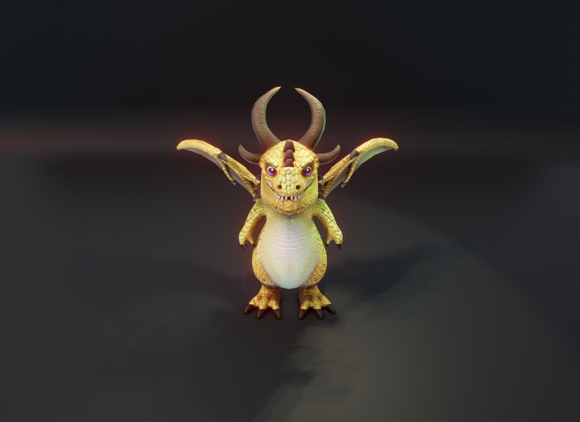 Cartoon Brass Dragon Rigged 3D Model Low-poly 3D model_7