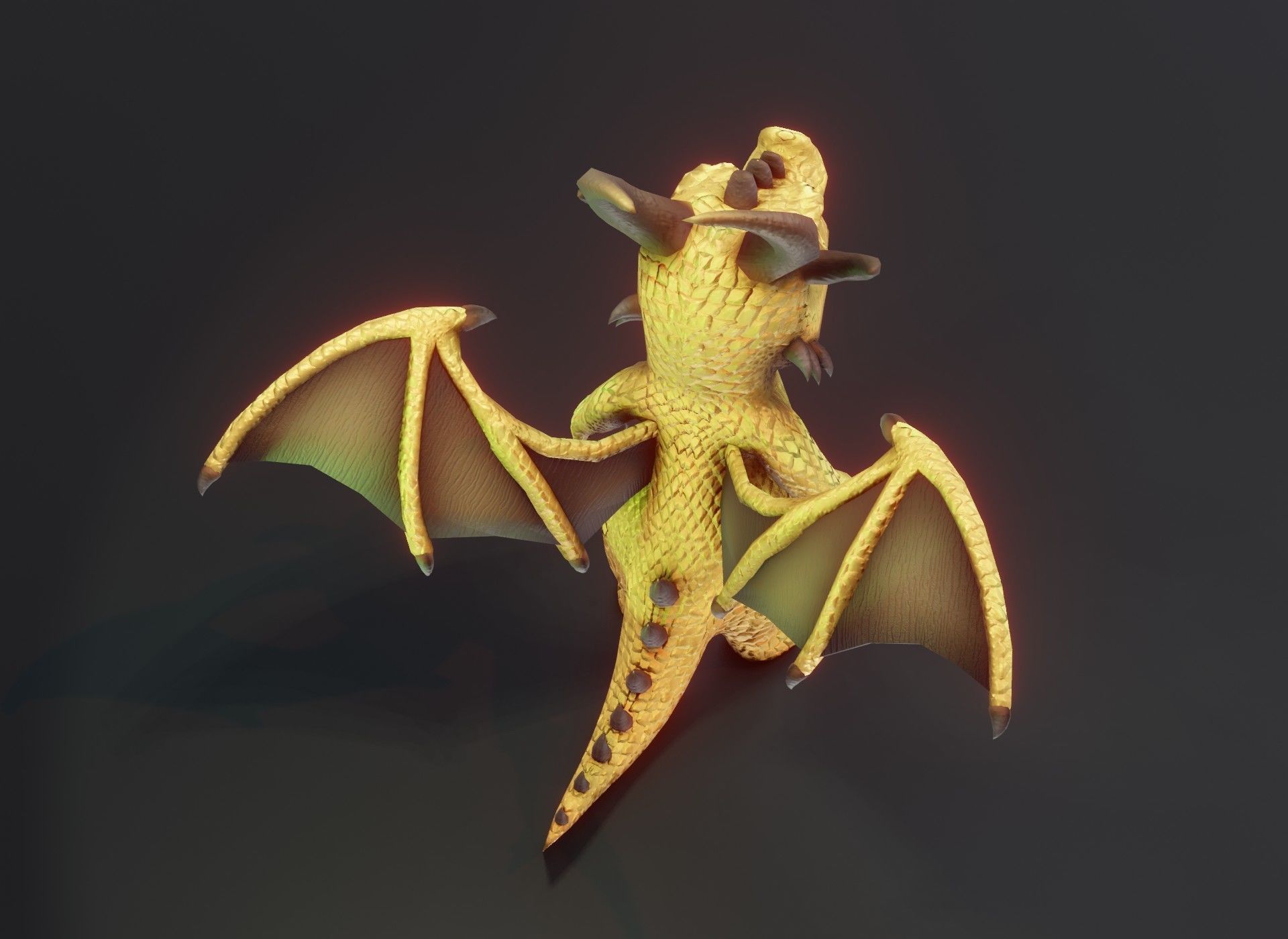 Cartoon Brass Dragon Rigged 3D Model Low-poly 3D model_9