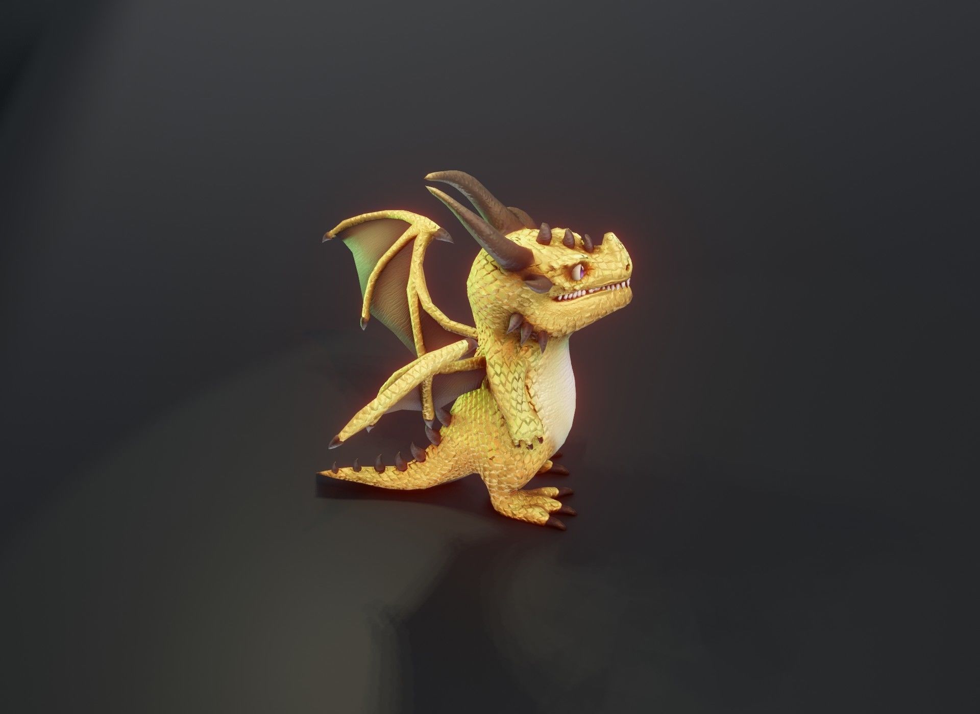 Cartoon Brass Dragon Rigged 3D Model Low-poly 3D model_14