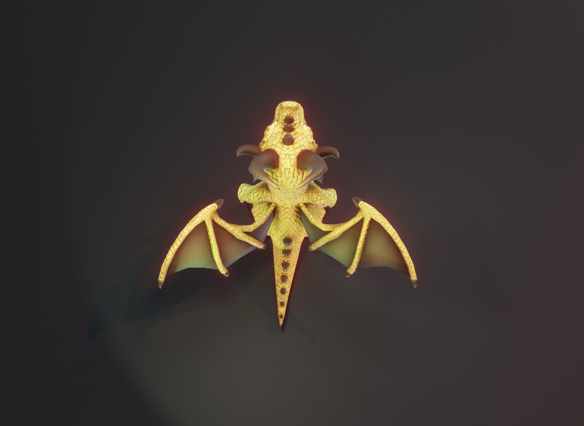 Cartoon Brass Dragon Rigged 3D Model Low-poly 3D model_10