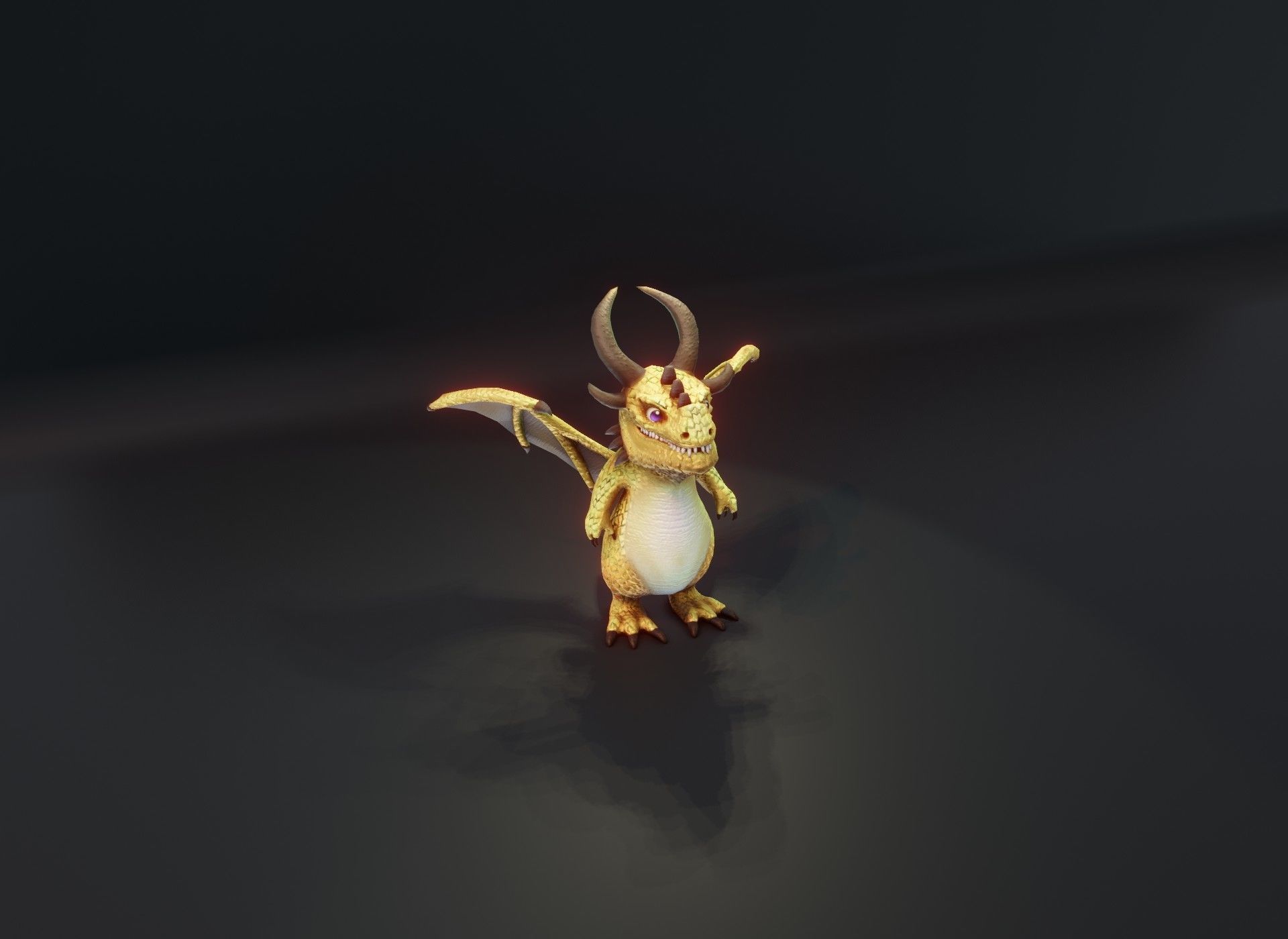 Cartoon Brass Dragon Rigged 3D Model Low-poly 3D model_15