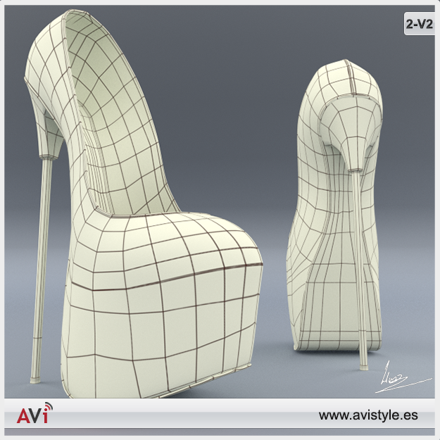 Shoe 4-2V2 Pumps Low-poly 3D model_3