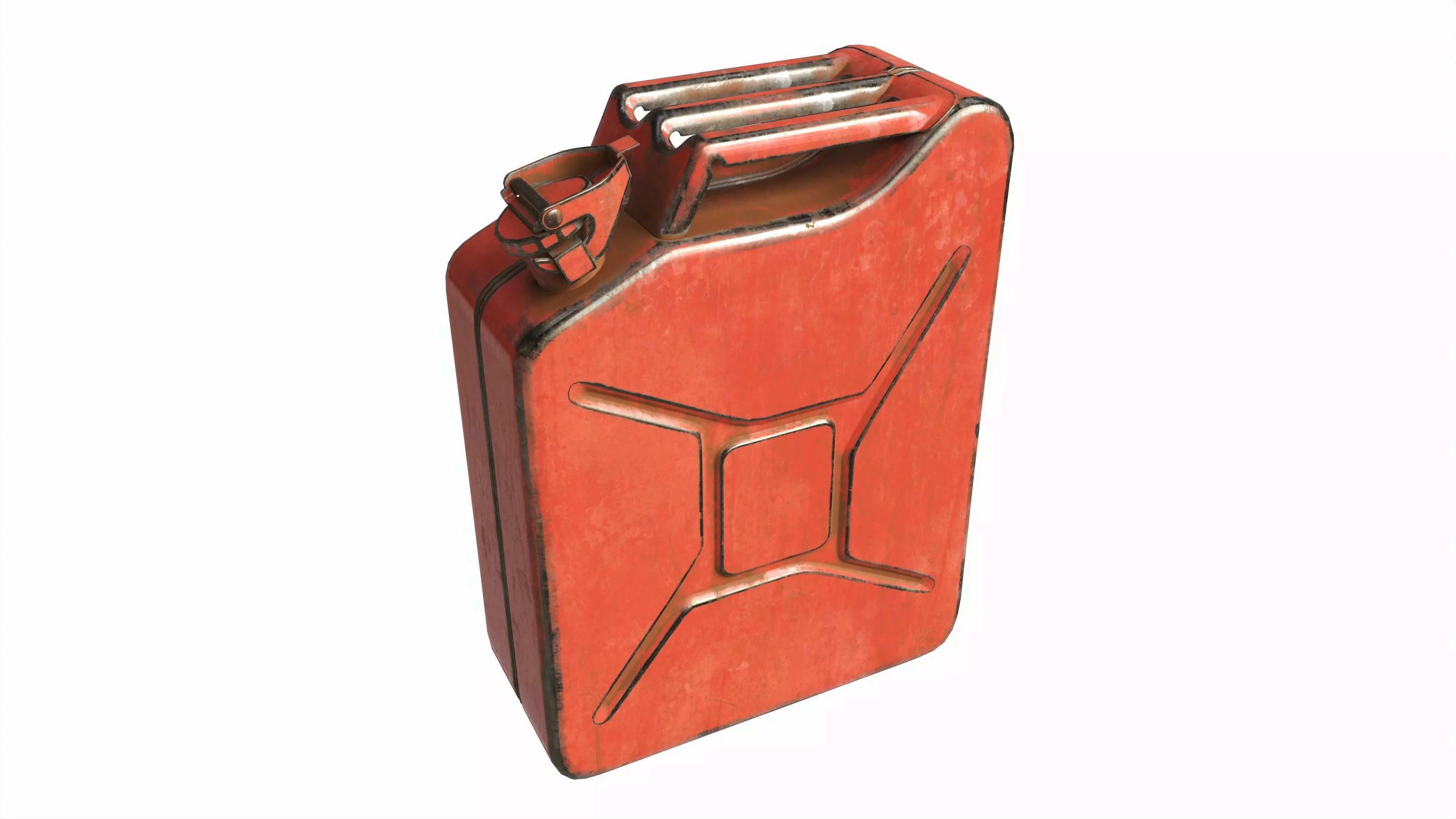 Classic metal jerry can 01 Red Dirty 3D model