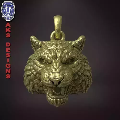 Pendant Organic jewelry tiger v172 3D print model