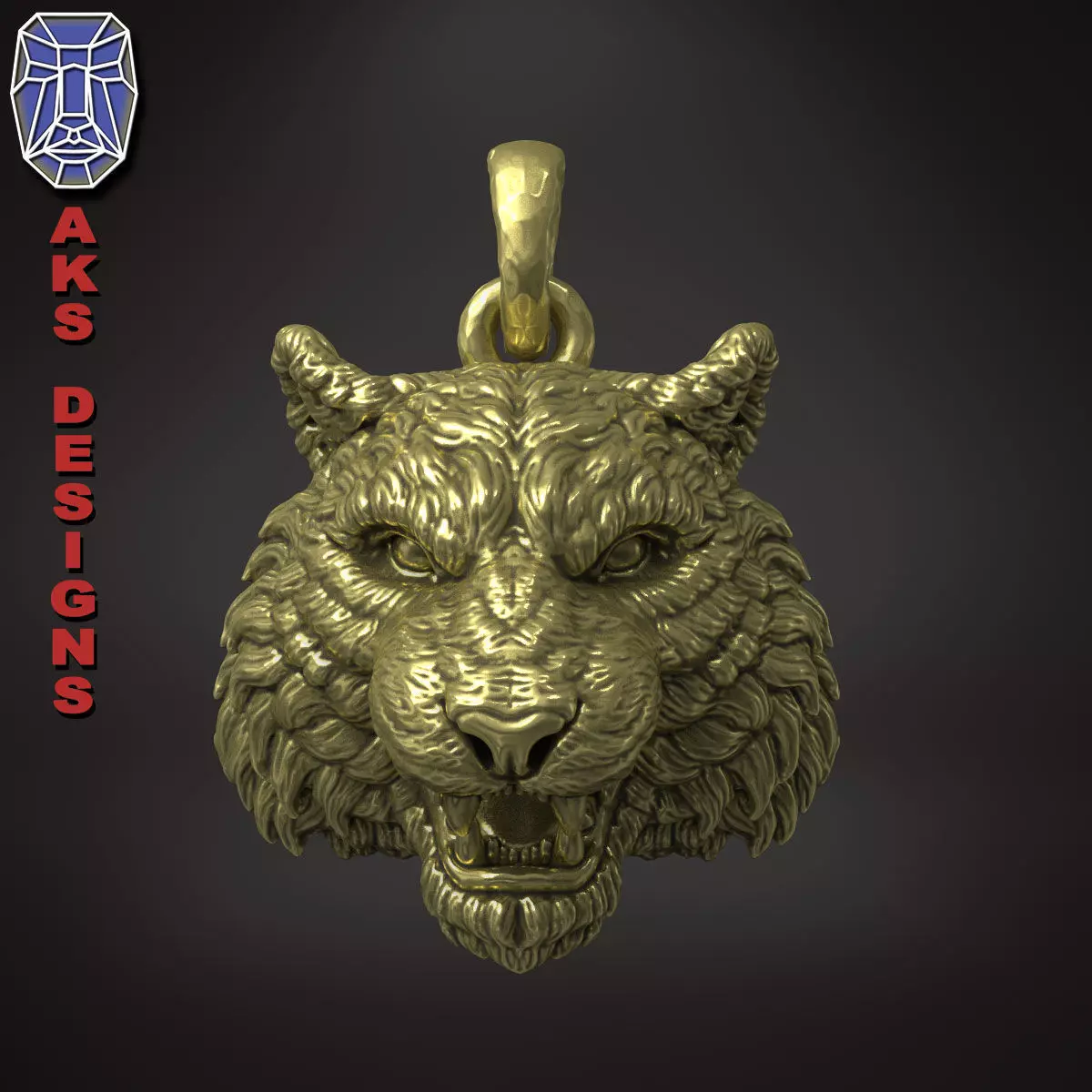 Pendant Organic jewelry tiger v172 3D print model_0