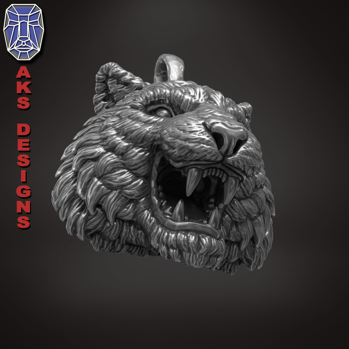 Pendant Organic jewelry tiger v172 3D print model_14