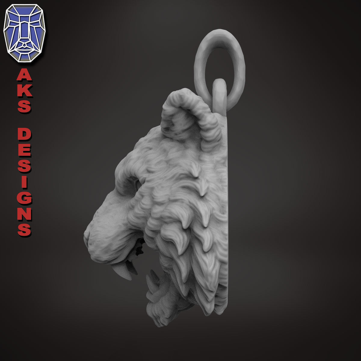Pendant Organic jewelry tiger v172 3D print model_18