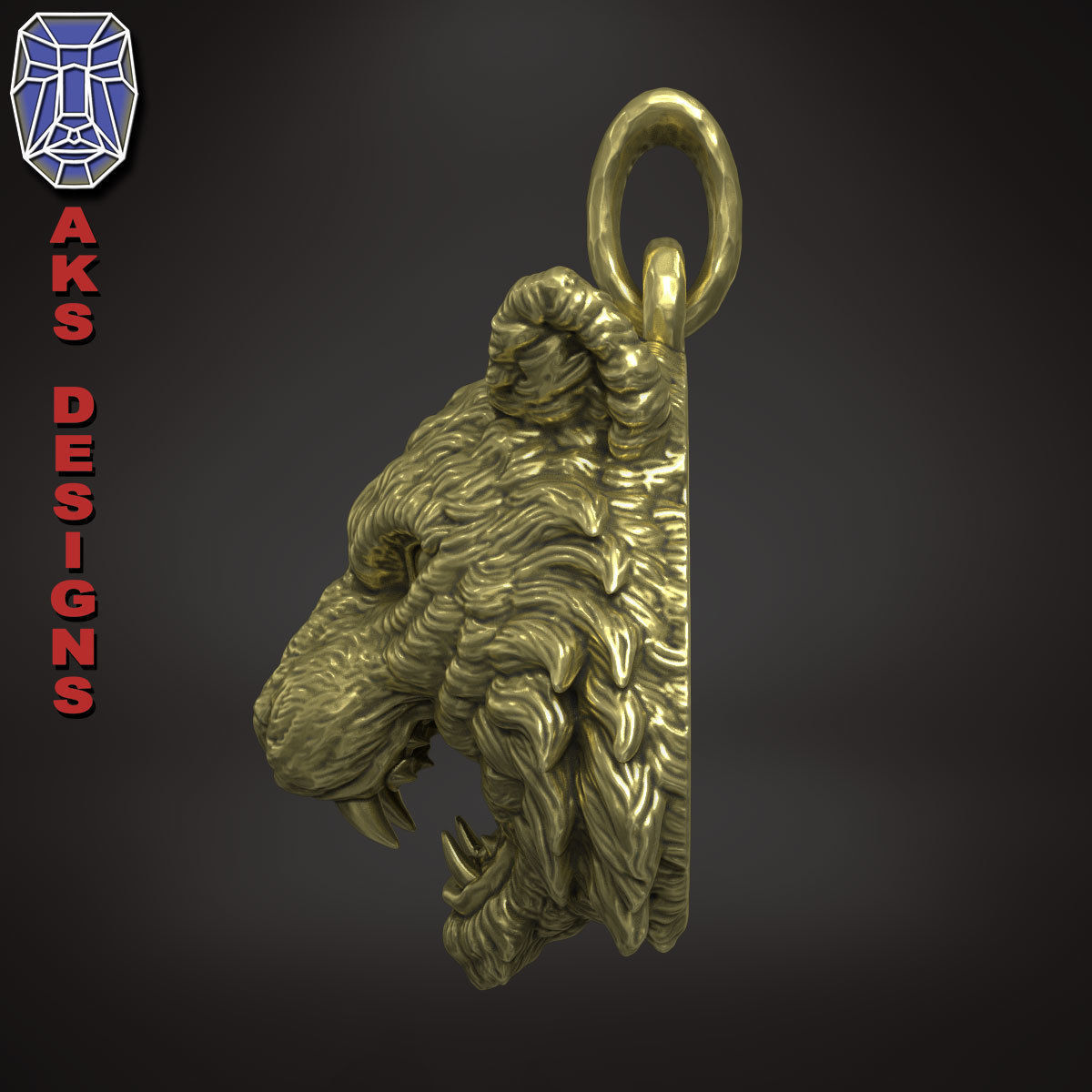 Pendant Organic jewelry tiger v172 3D print model_2