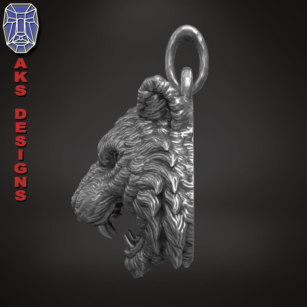 Pendant Organic jewelry tiger v172 3D print model_11