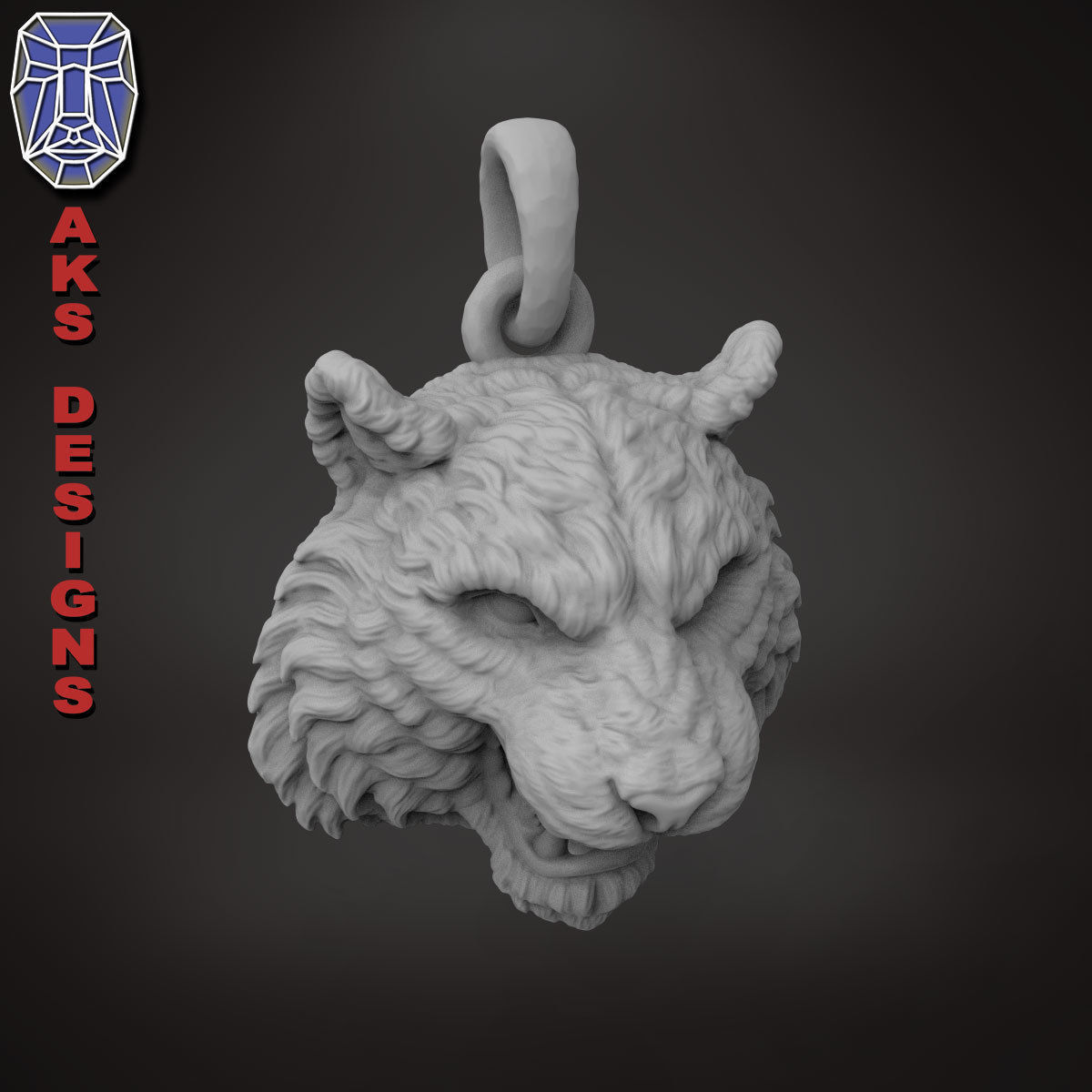 Pendant Organic jewelry tiger v172 3D print model_22