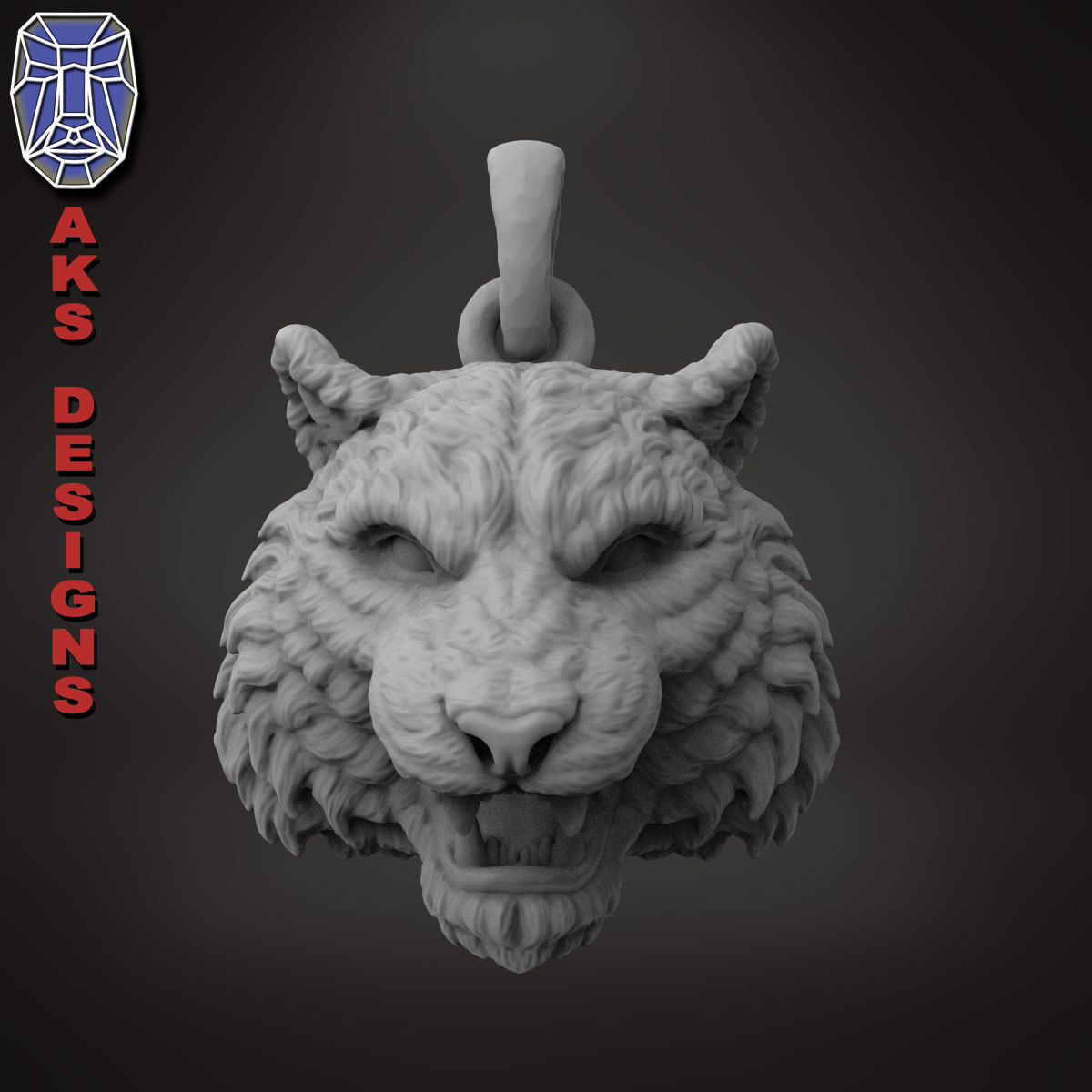 Pendant Organic jewelry tiger v172 3D print model_16