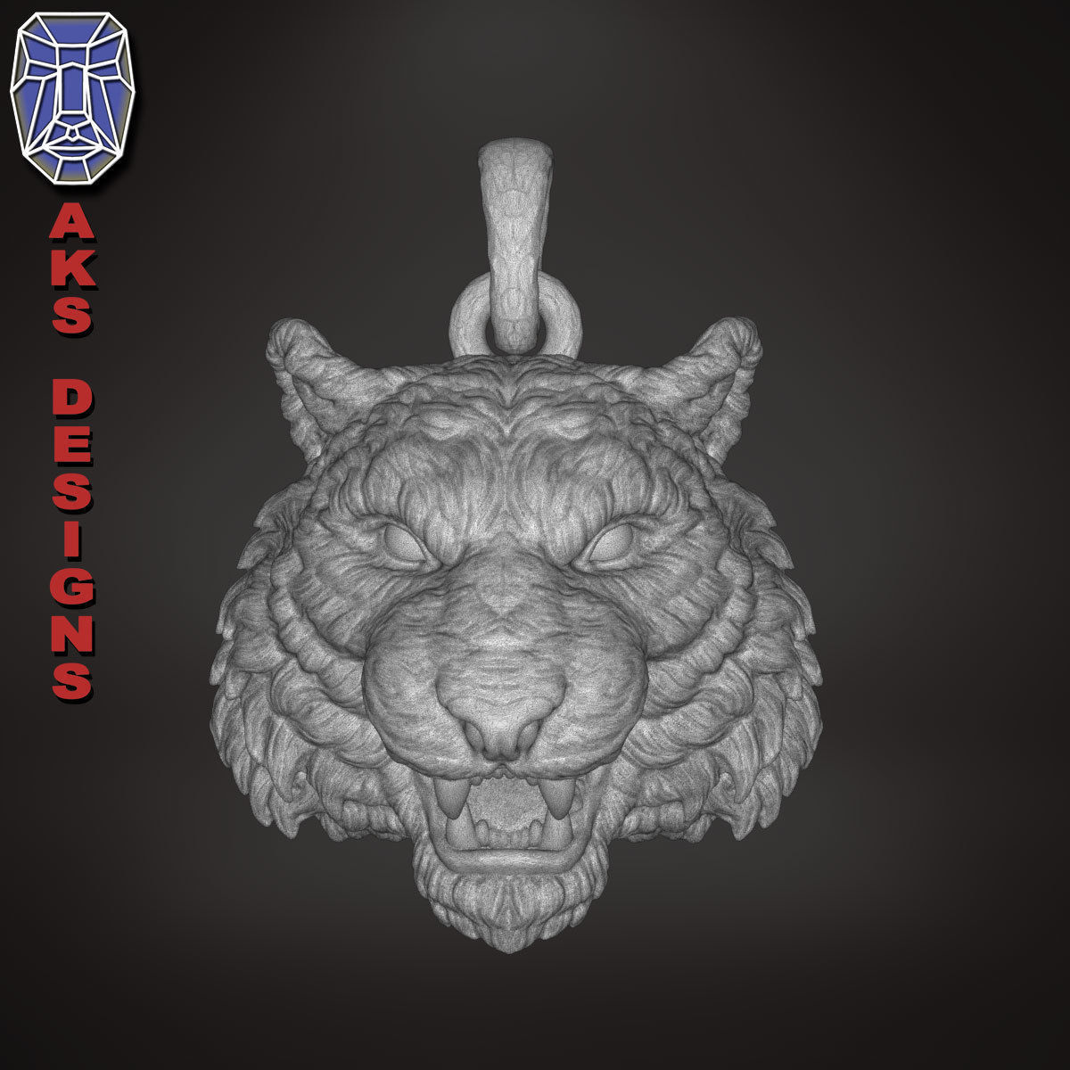 Pendant Organic jewelry tiger v172 3D print model_23