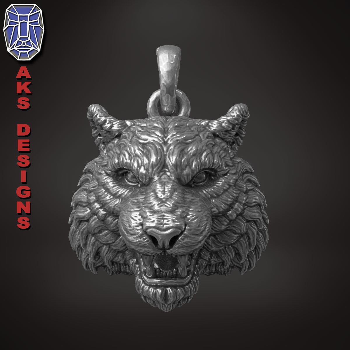 Pendant Organic jewelry tiger v172 3D print model_9