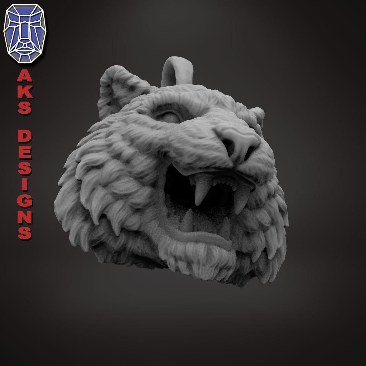Pendant Organic jewelry tiger v172 3D print model_21