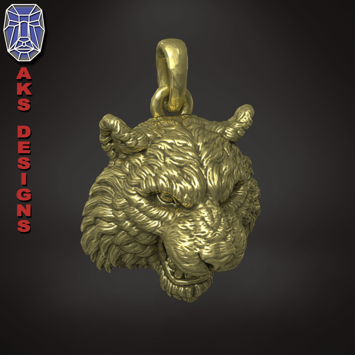 Pendant Organic jewelry tiger v172 3D print model_6