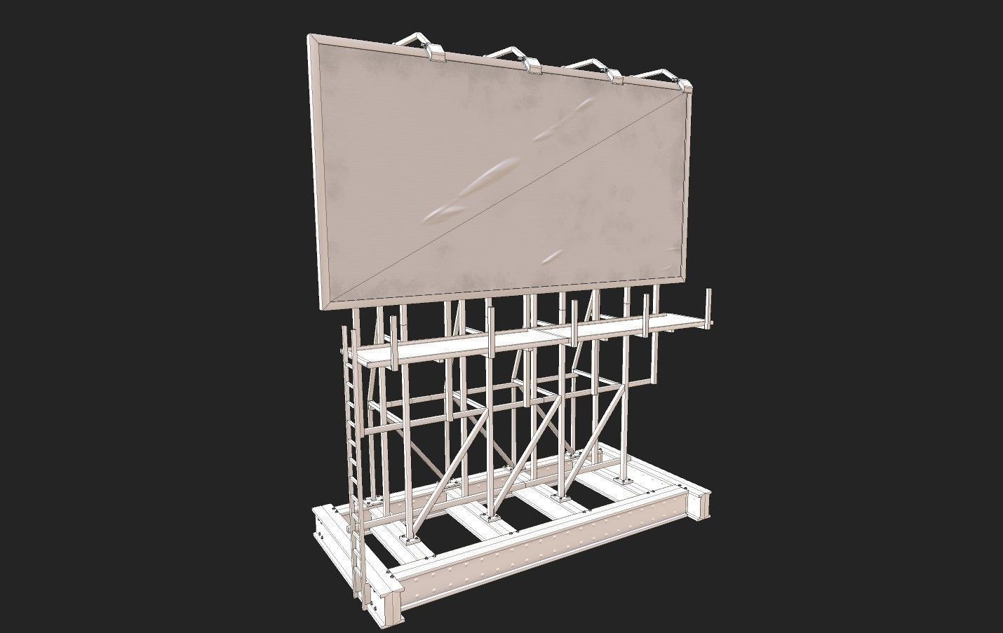 Rooftop Billboard001 Model Low-poly 3D model_9