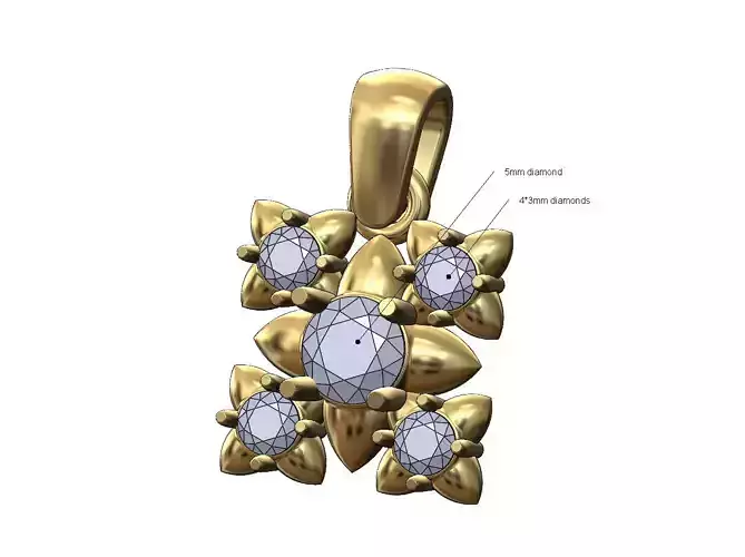 Diamond spiked settings cluster pendant charm