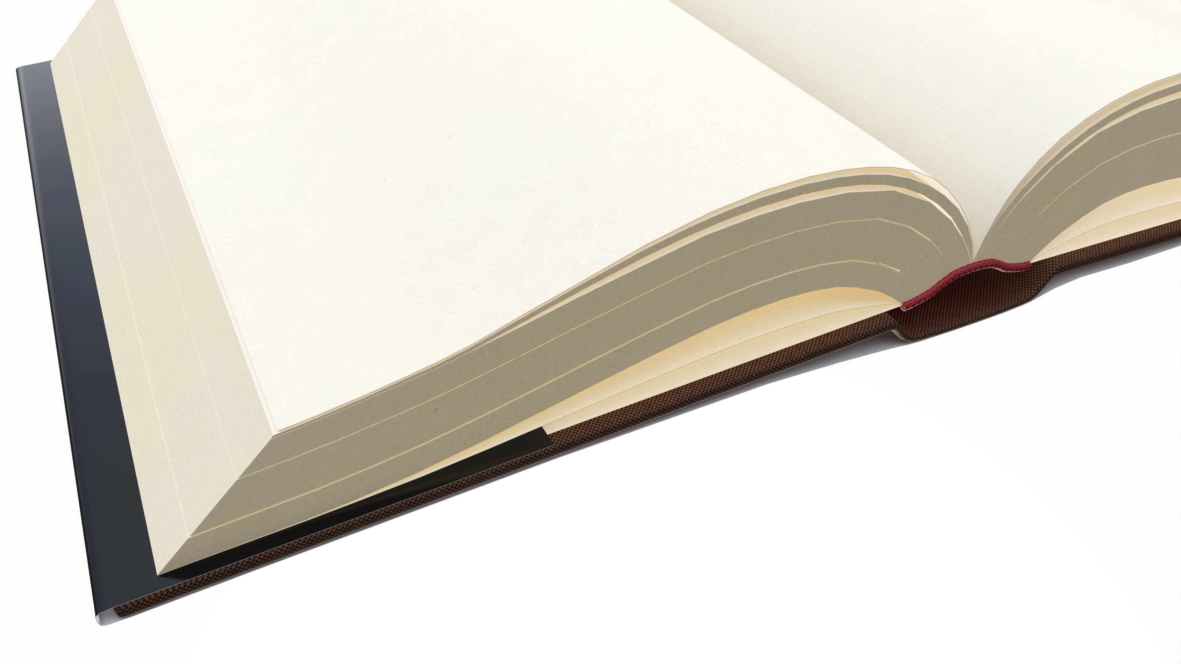 Open book with blank pages and book jacket 3D model_1
