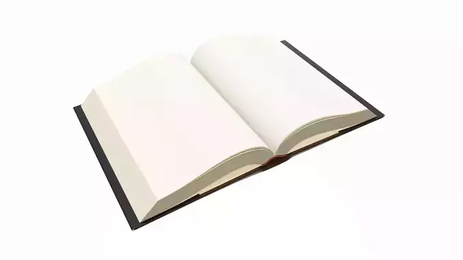 Open book with blank pages and book jacket 3D model