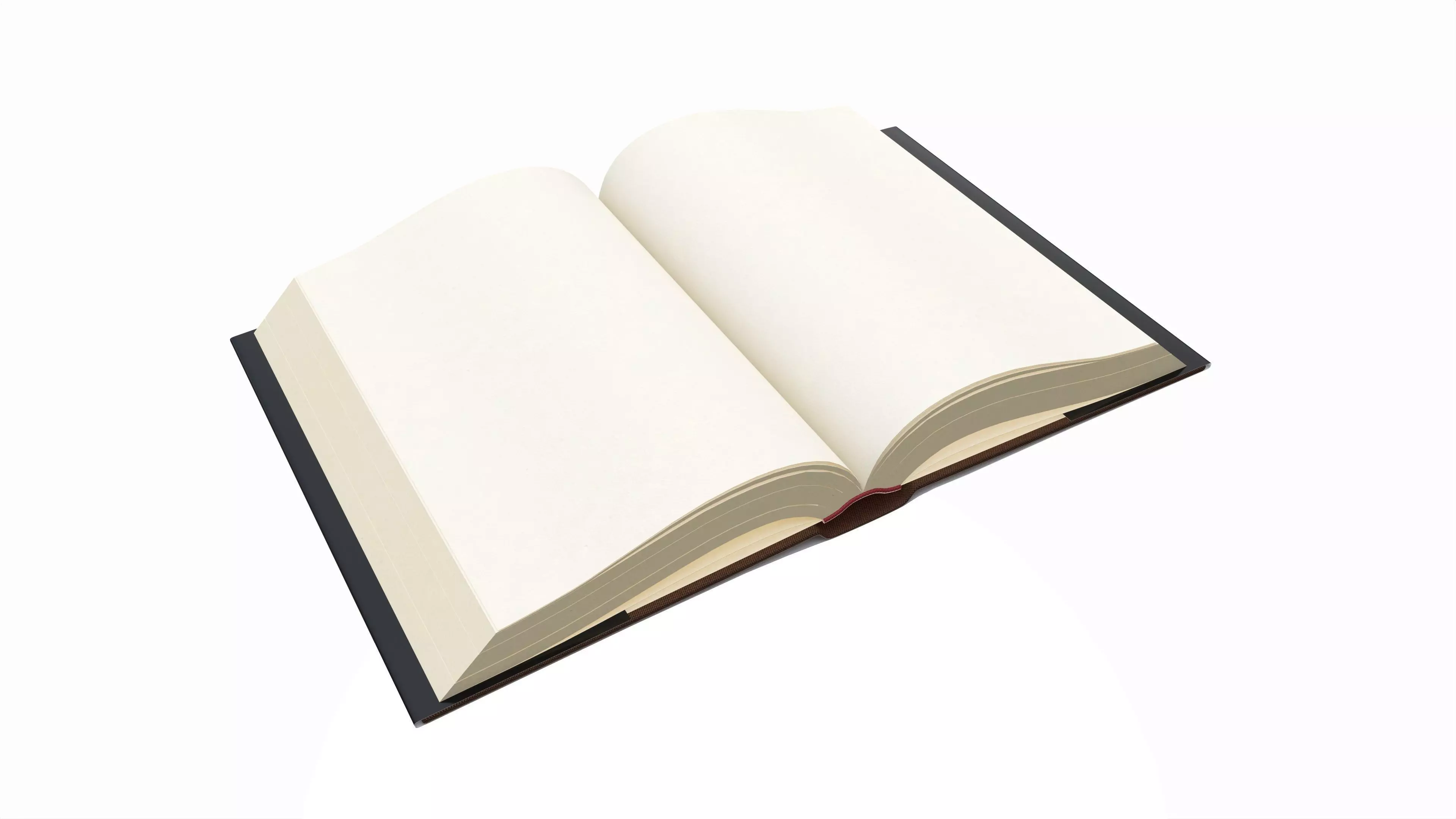 Open book with blank pages and book jacket 3D model_0