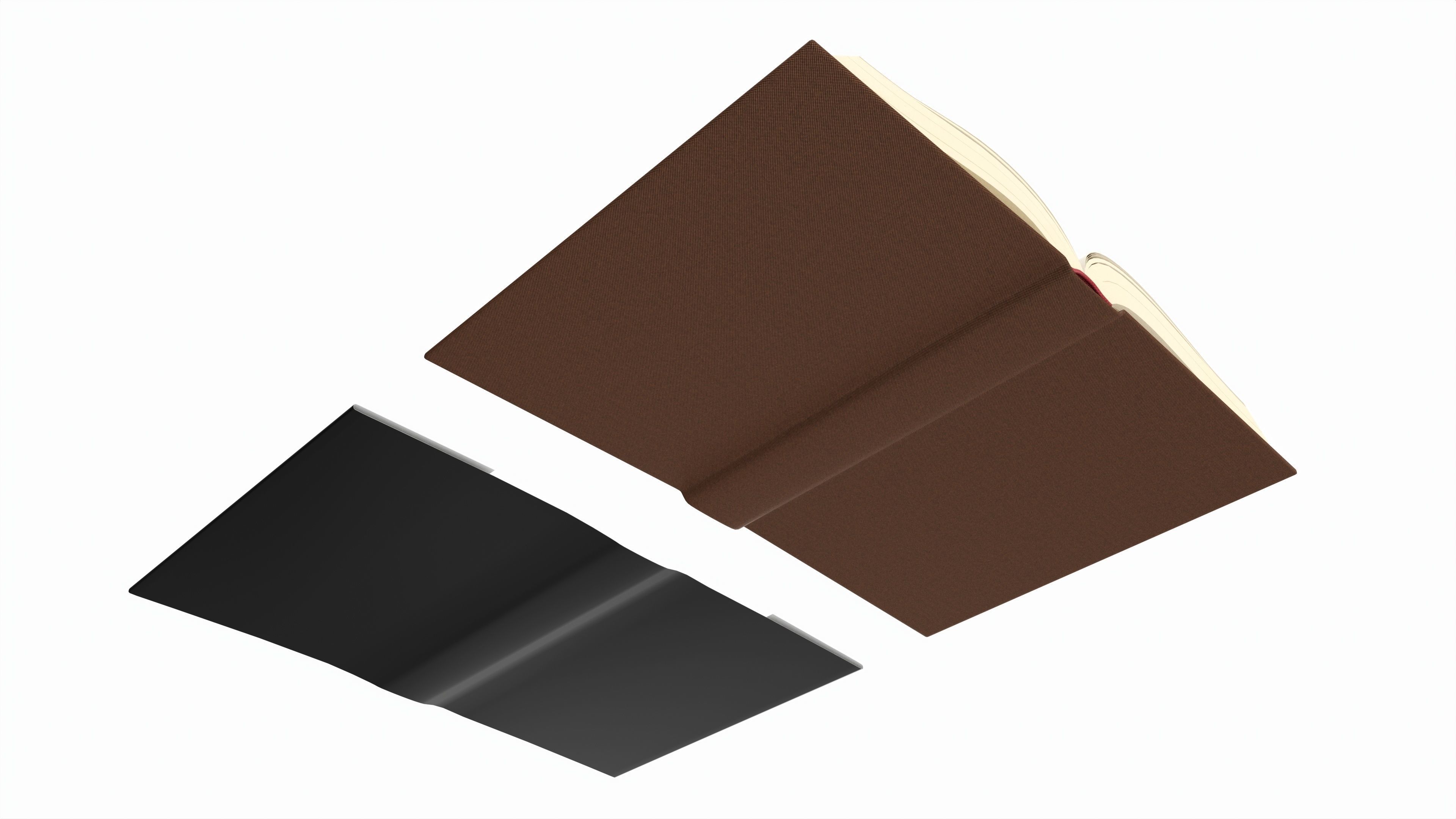 Open book with blank pages and book jacket 3D model_6