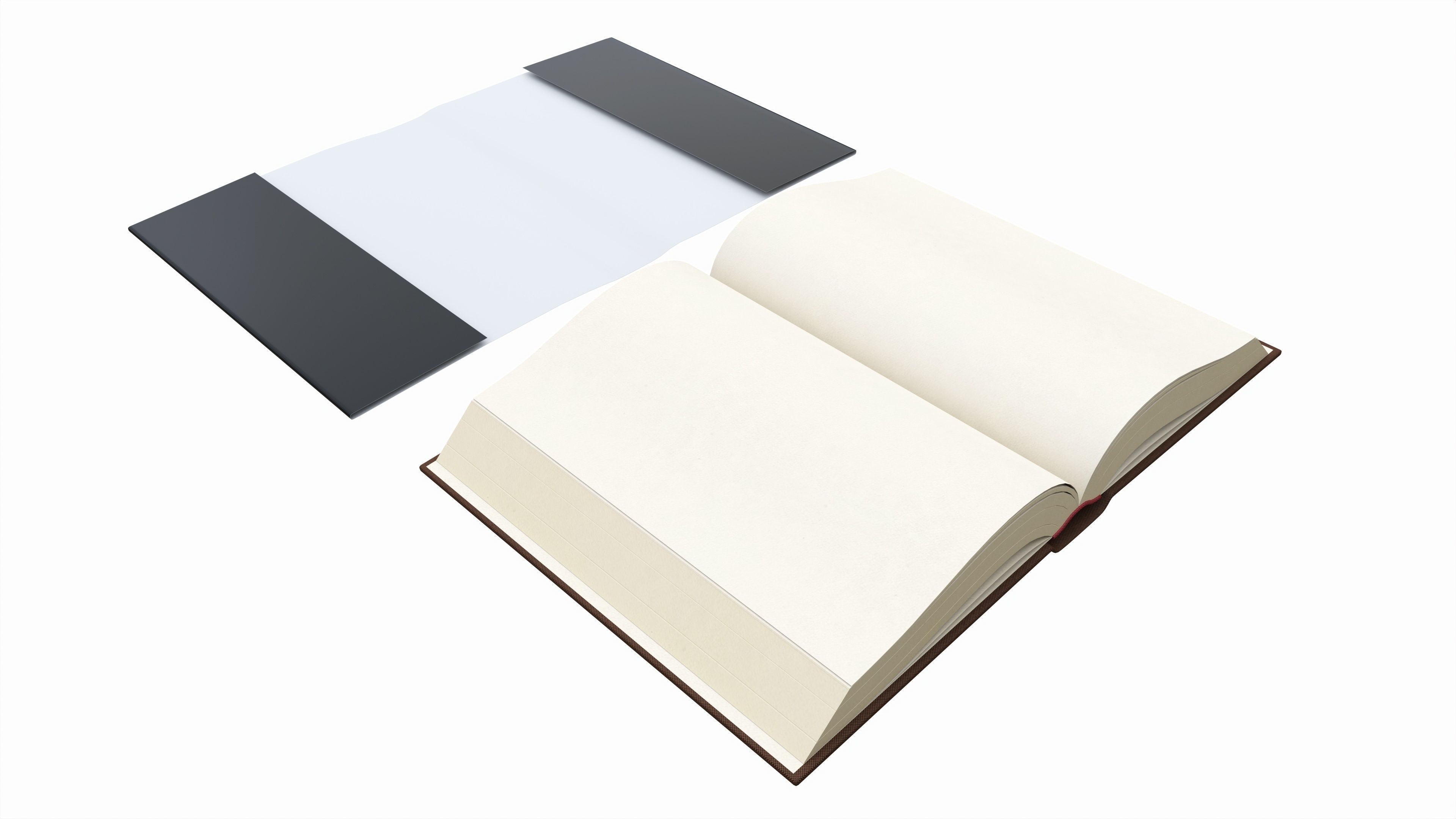 Open book with blank pages and book jacket 3D model_5
