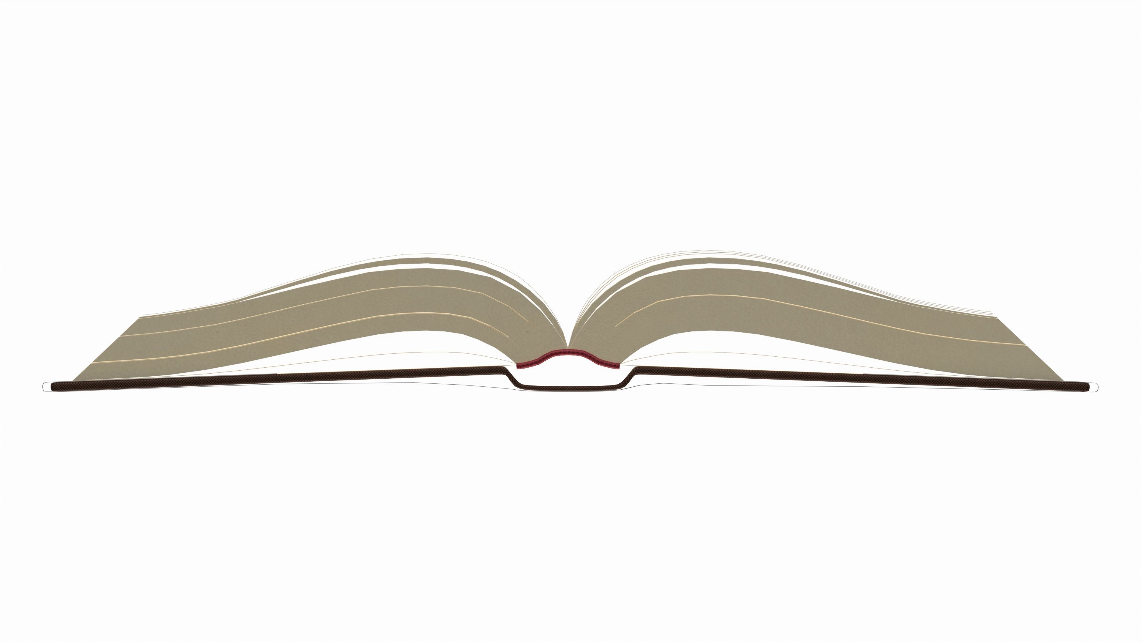 Open book with blank pages and book jacket 3D model_3