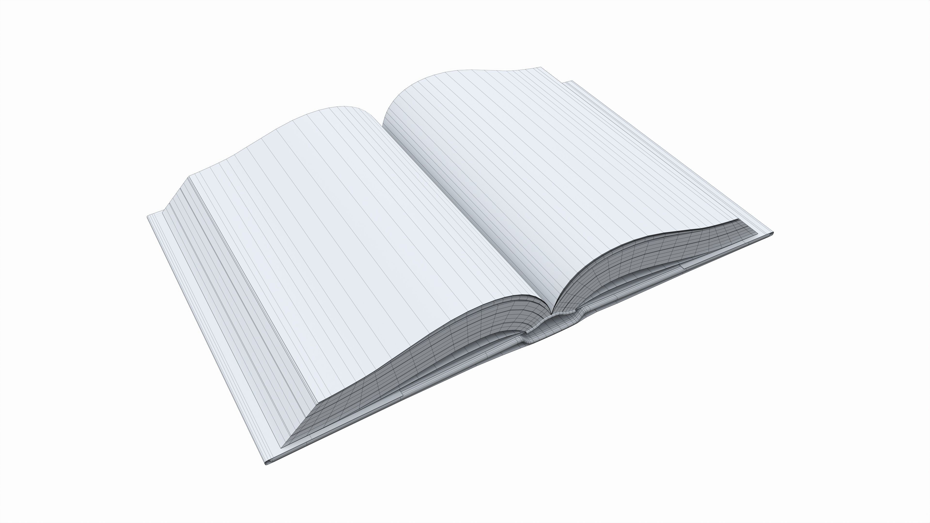 Open book with blank pages and book jacket 3D model_7