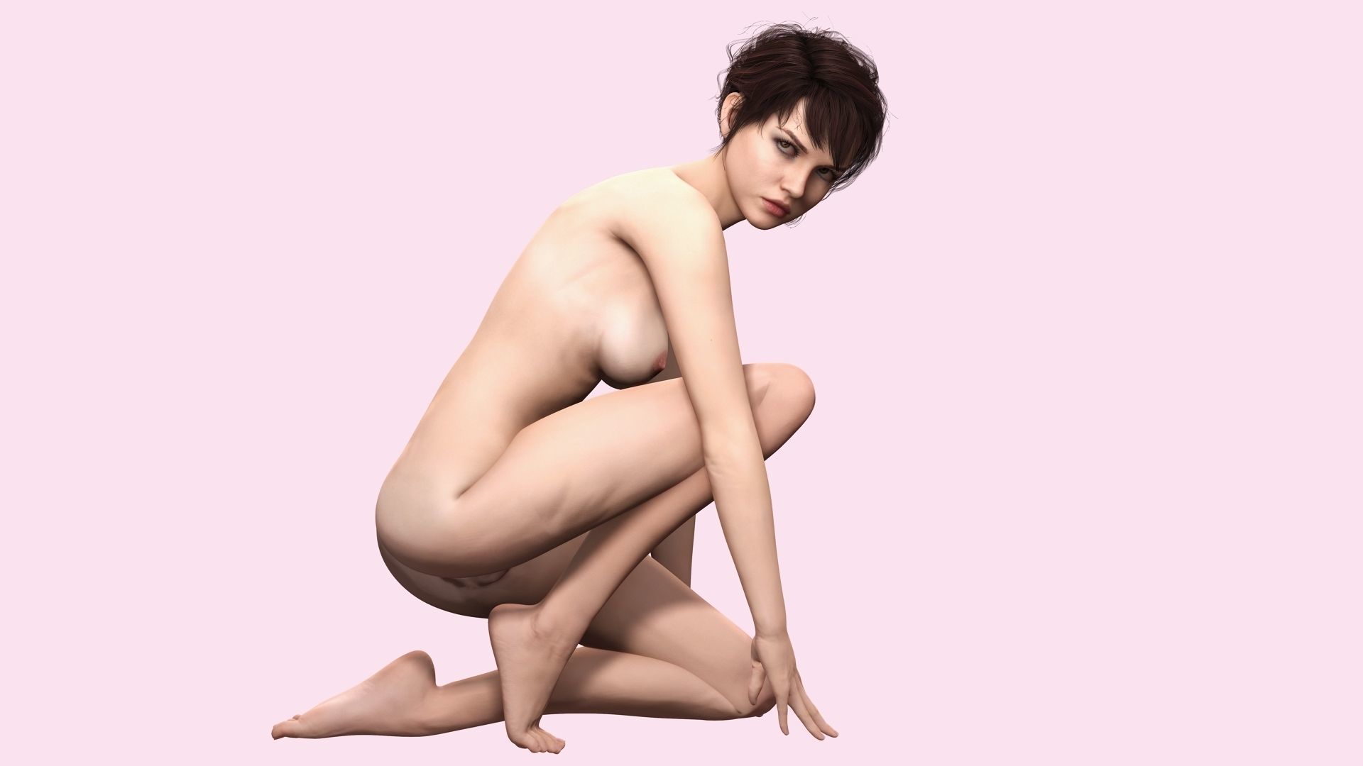 Nora - Naked Girl In Bikini Low-poly 3D model_4