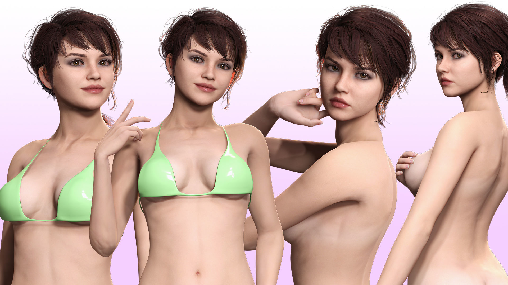 Nora - Naked Girl In Bikini Low-poly 3D model_3