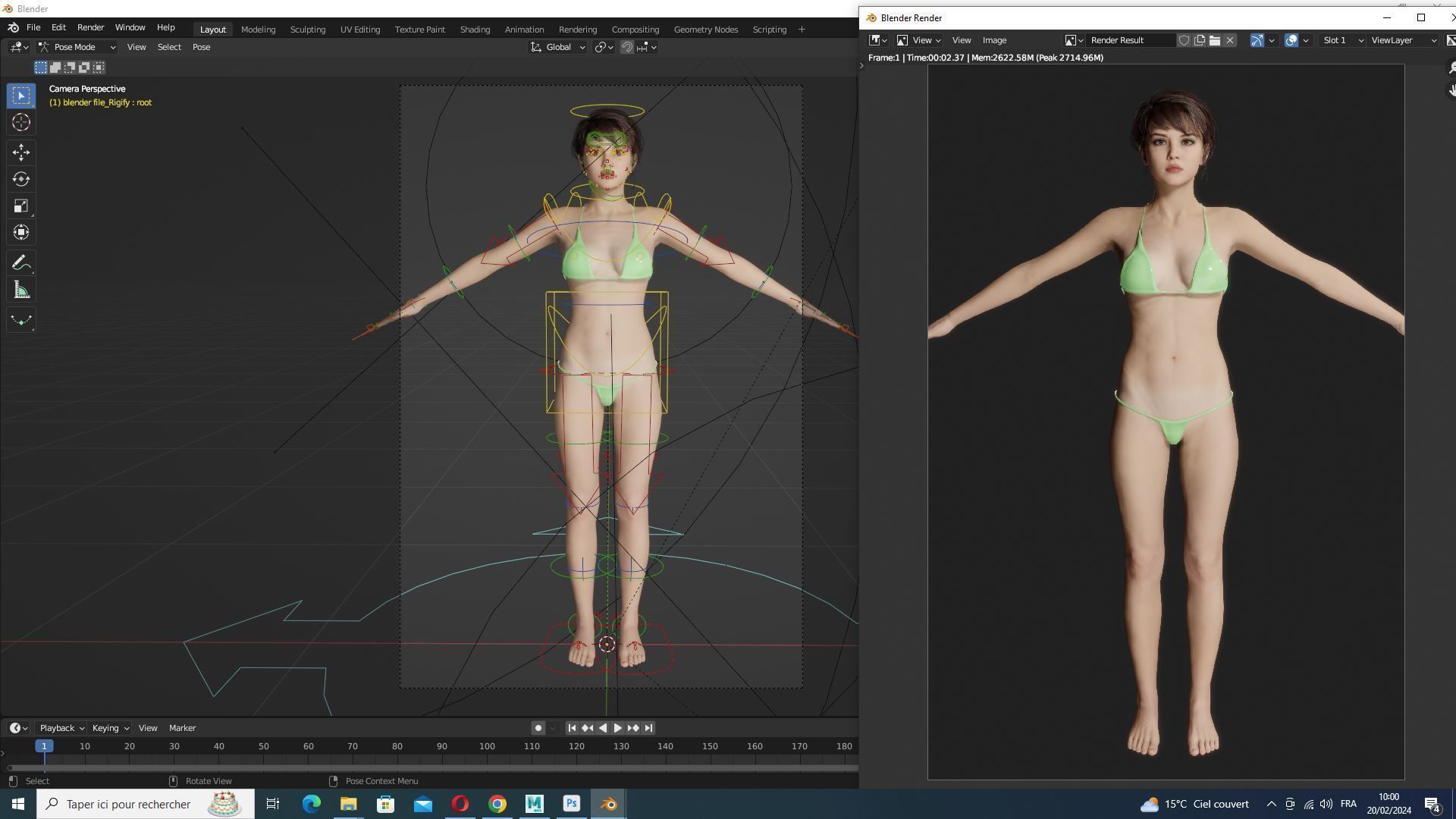 Nora - Naked Girl In Bikini Low-poly 3D model_22