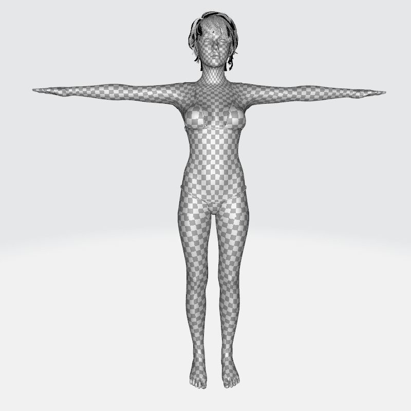 Nora - Naked Girl In Bikini Low-poly 3D model_23