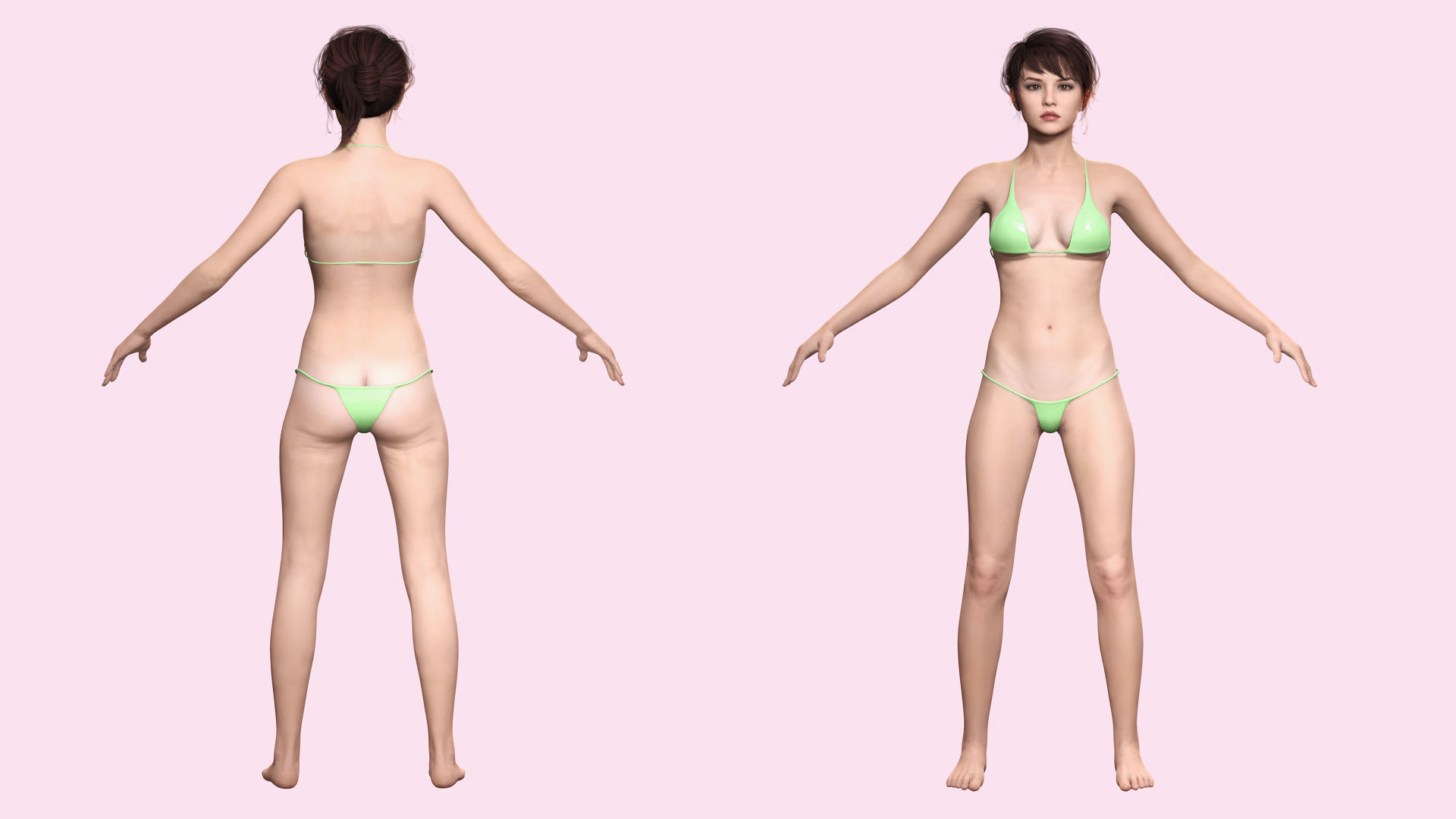 Nora - Naked Girl In Bikini Low-poly 3D model_9