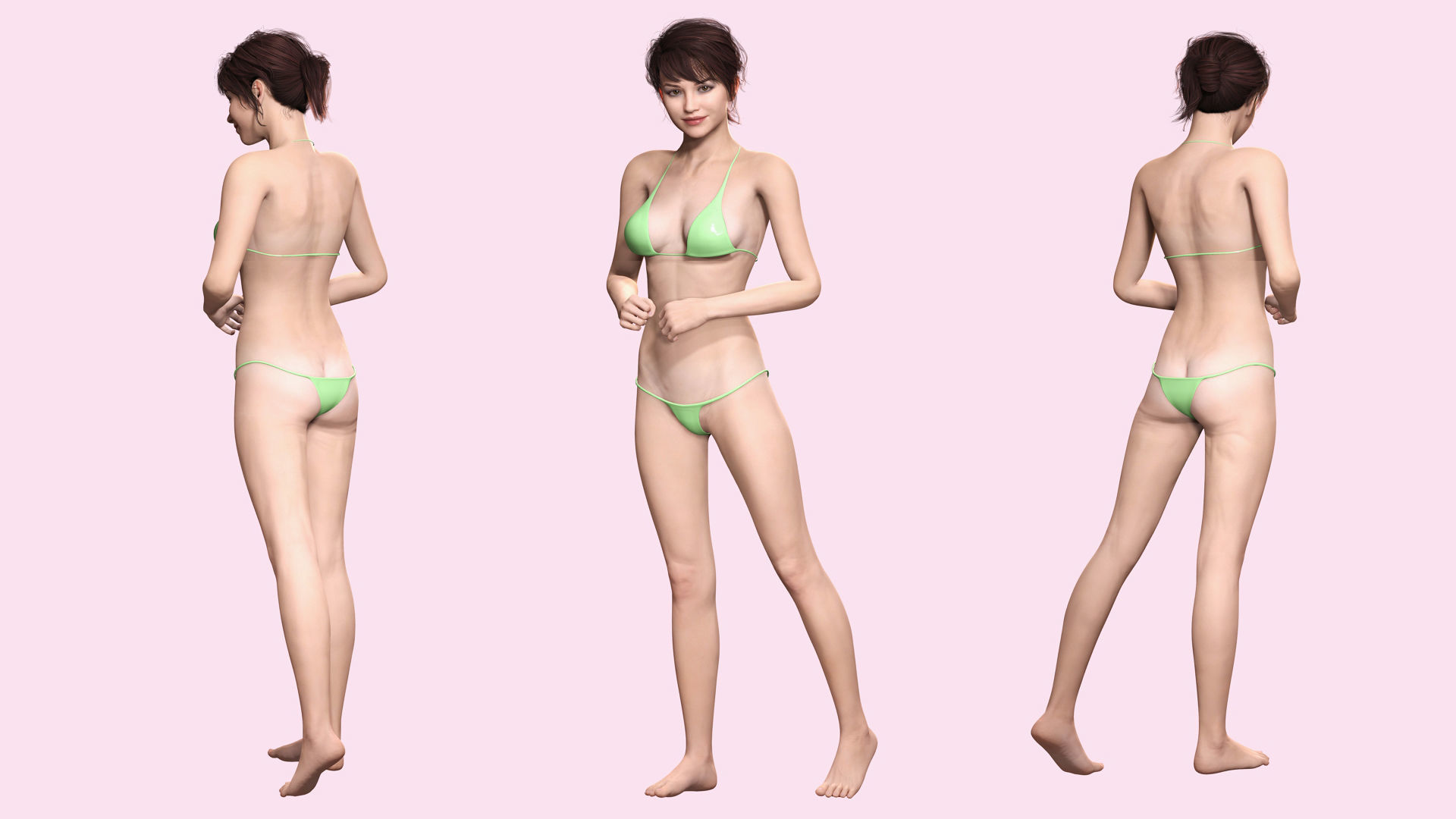 Nora - Naked Girl In Bikini Low-poly 3D model_8