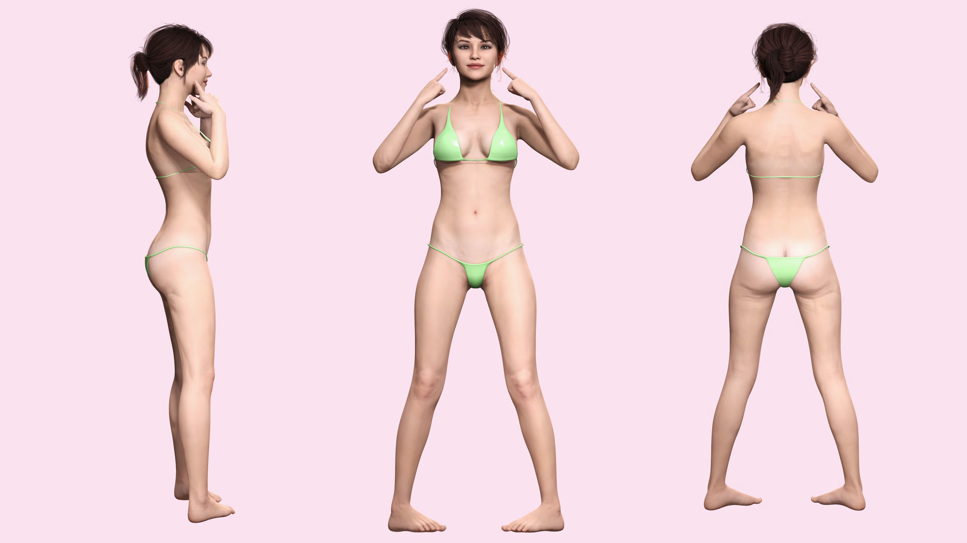 Nora - Naked Girl In Bikini Low-poly 3D model_7