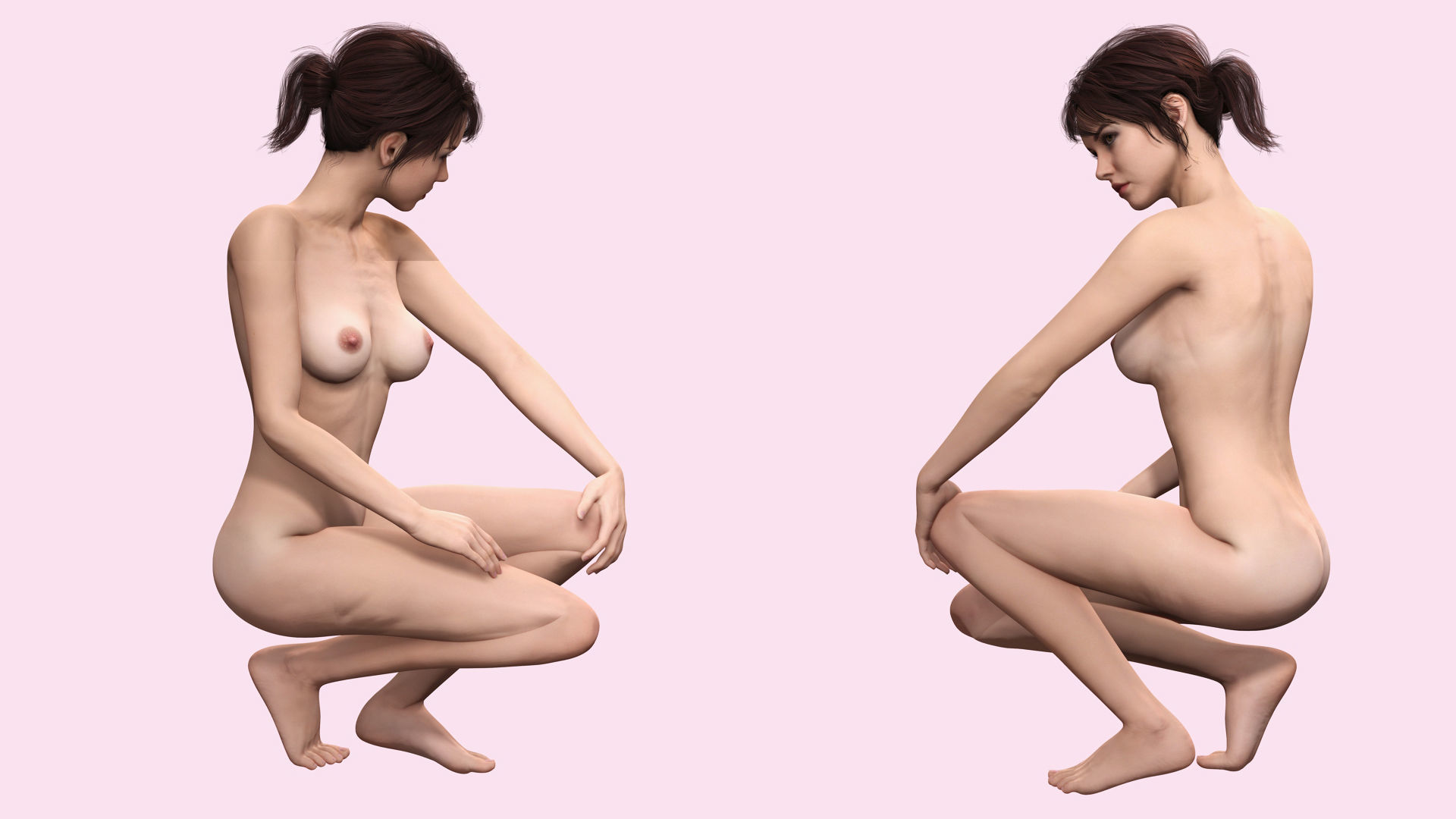 Nora - Naked Girl In Bikini Low-poly 3D model_5
