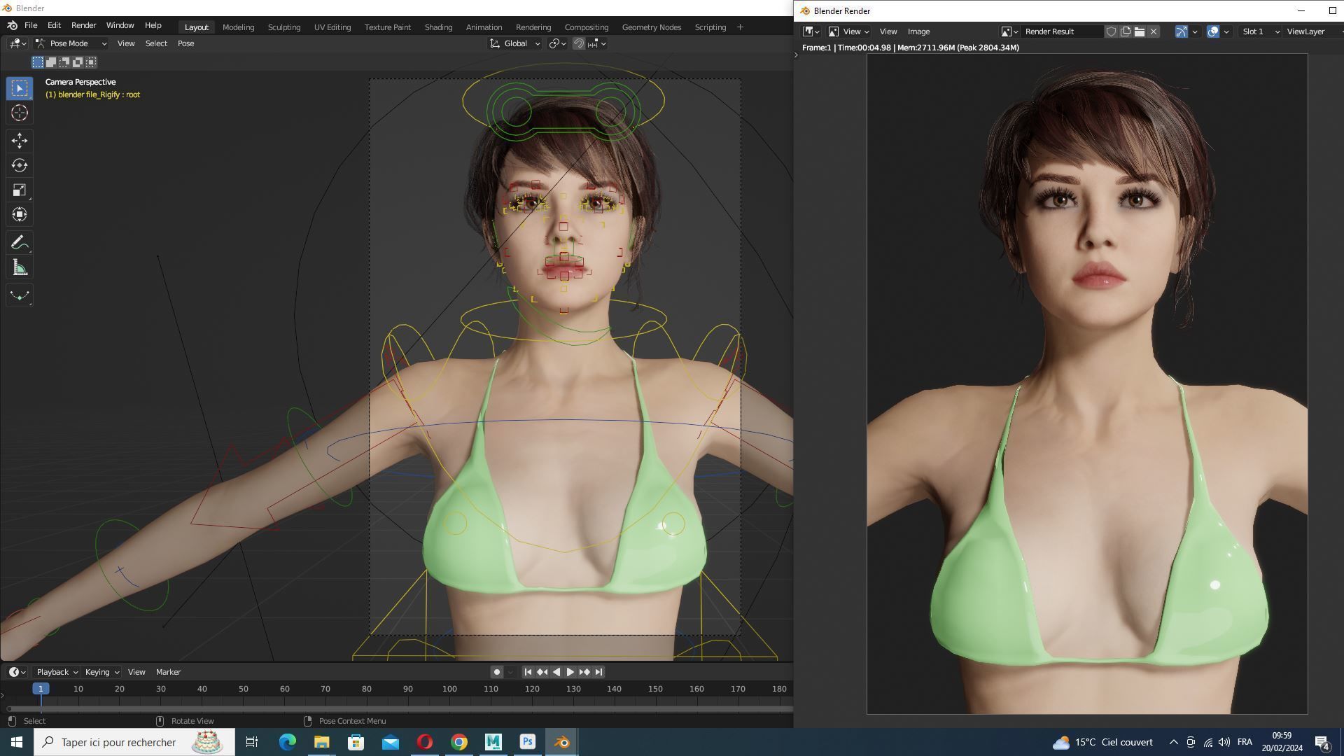 Nora - Naked Girl In Bikini Low-poly 3D model_21