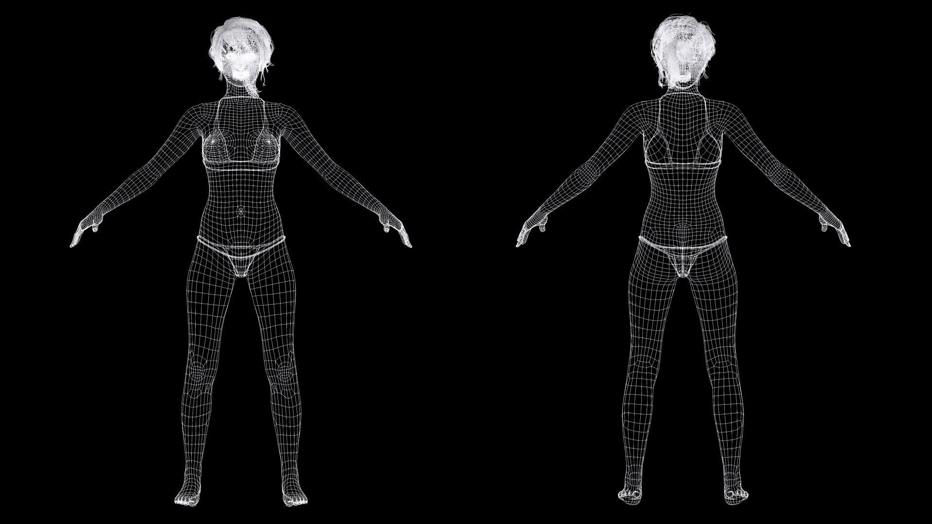 Nora - Naked Girl In Bikini Low-poly 3D model_18