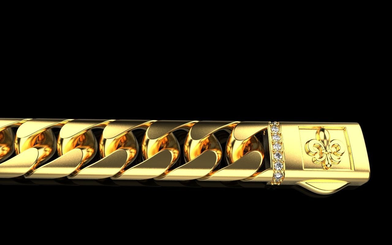 Cuban chain bracelet size 17 model 649 3D print model_28