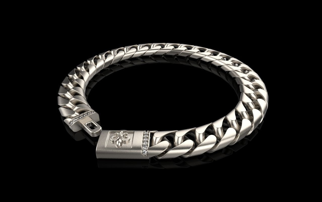 Cuban chain bracelet size 17 model 649 3D print model_18