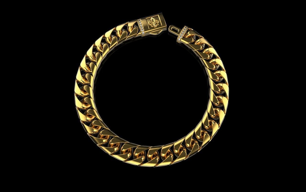 Cuban chain bracelet size 17 model 649 3D print model_22