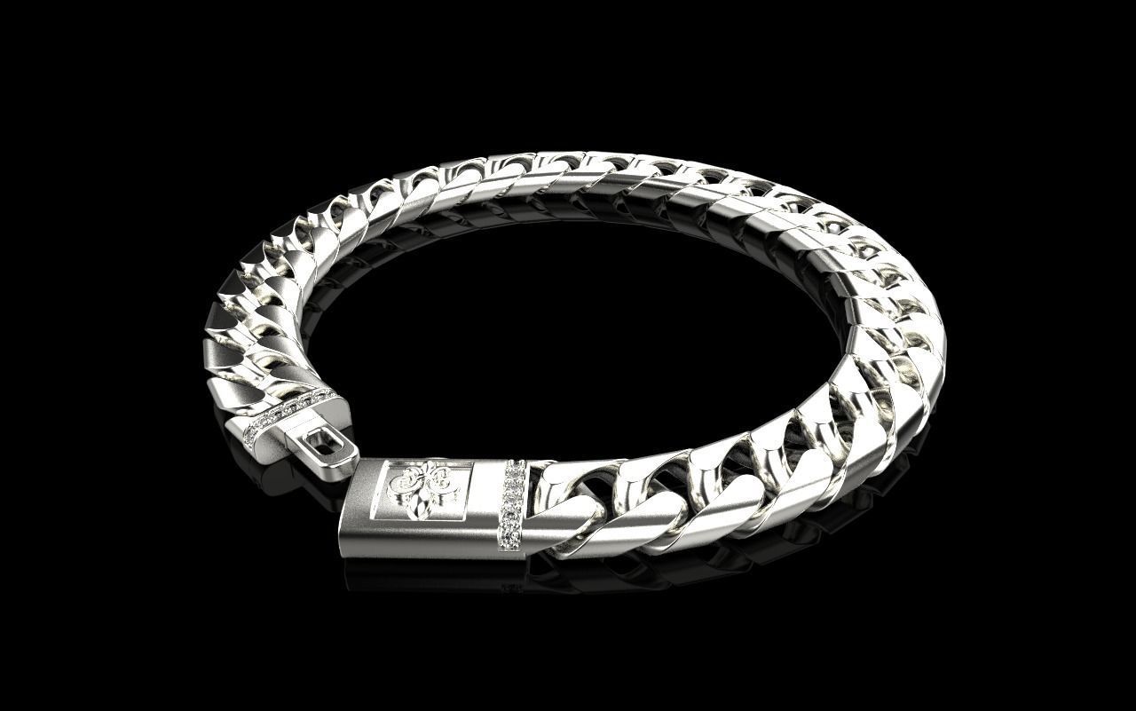 Cuban chain bracelet size 17 model 649 3D print model_20