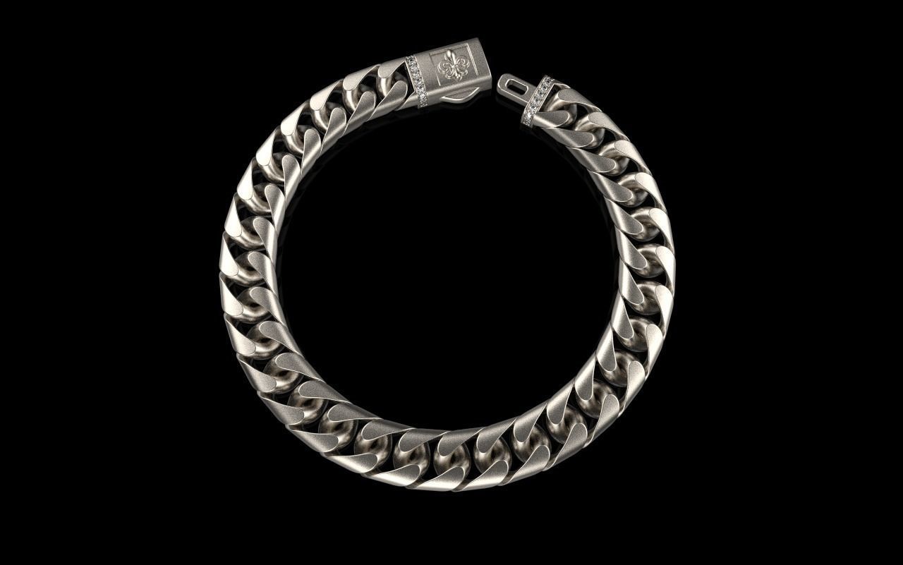 Cuban chain bracelet size 17 model 649 3D print model_25
