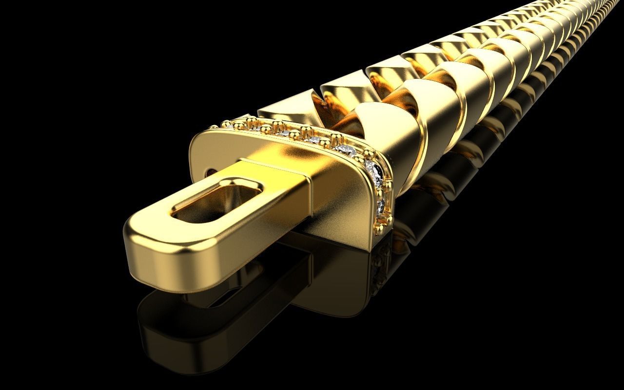 Cuban chain bracelet size 17 model 649 3D print model_33