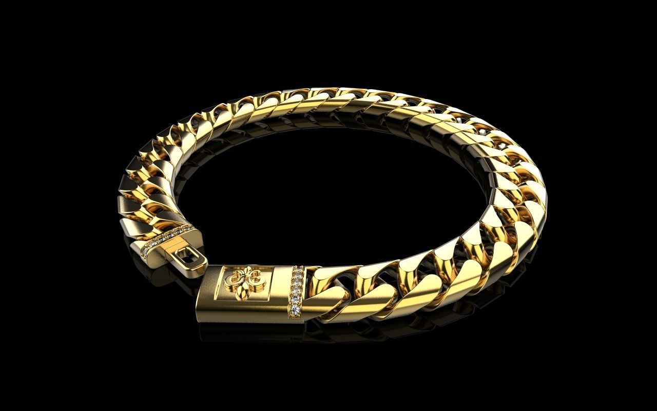 Cuban chain bracelet size 17 model 649 3D print model_21